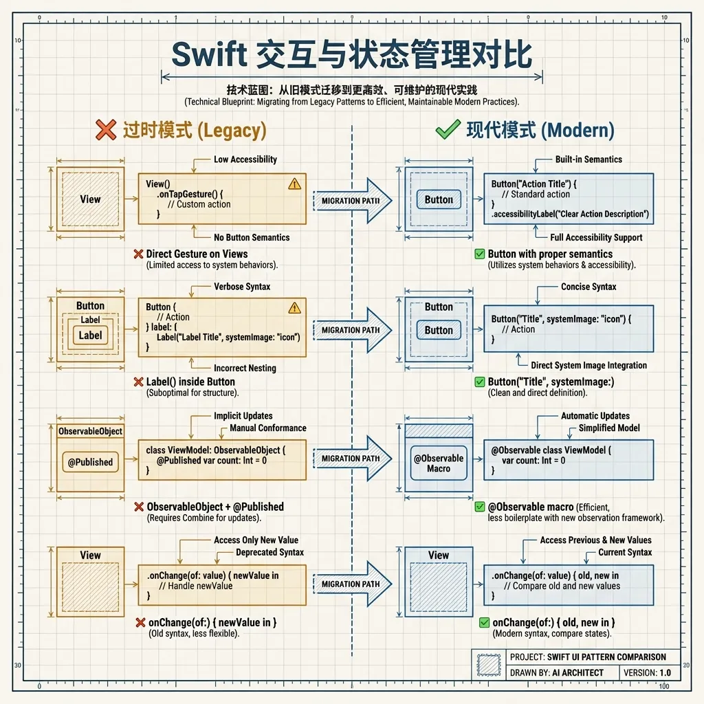 Swift 交互与状态管理对比